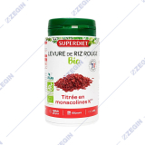 SUPERDIET Levure de riz rouge bio titree en monacolines K - Organic red yeast rice titrated in monacolin K 60 capsules bio kvasec od crven oriz