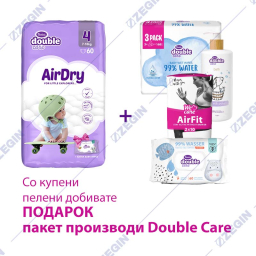 Violeta Double Care pack 4, 60 pcs, 7-18kg, air dry + set Double Care peleni za bebinja + podarok