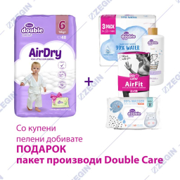 Violeta Double Care pack 6, 48 pcs, 16+, air dry + set Double Care peleni za bebinja + podarok