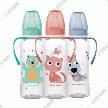 Canpol babies narrow bottle with a handle 250ml CUTE ANIMALS 11_845 sise so racki bebe dete