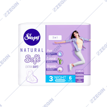 SLEEPY natural soft extra soft 3 night 6 pcs sanitary napkins uloski vloski higiena intima intimna 