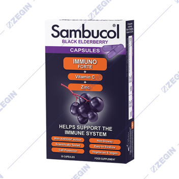 sambucol (black elderberry) immuno forte vitamin c + zinc capsules imunitet crn bozel cink