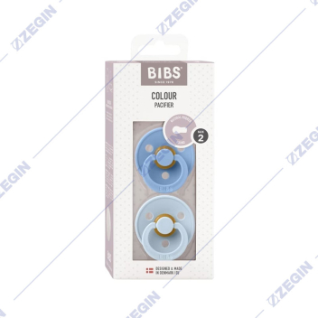 Bibs Colour Pacifier, Natural Rubber Round size 2, 6+ months, 2 pack latex, Sky Blue-Baby Blue, B08BBFA, 120214 cucli lazalki